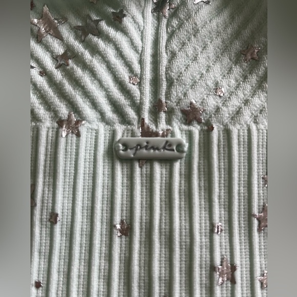 NWT VS PINK Seamless Lightly Lined Sports Bra Minty Green Silver Stars Medium M - Picture 5 of 10